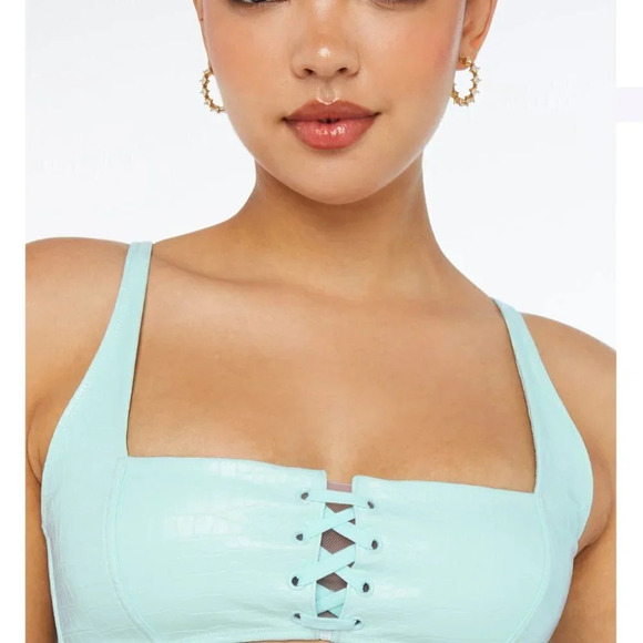 Futuristic Blue Light Bralette Pleather - Queen of the Galaxy - Size M - Picture 5 of 5